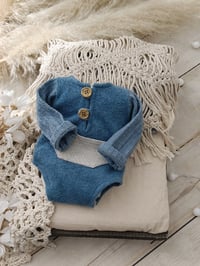 Image 2 of Newborn boy bodysuit for photoshoot | Adrien| navy blue