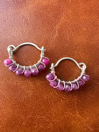 Image 1 of RATNA — Ruby Huggie Hoop Earrings