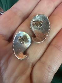 Image 3 of Leaf with turquoise post earrings 