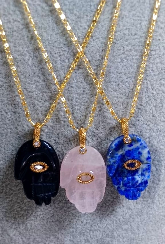 Image of Hamsa Crystal Necklace 