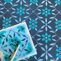 Image 4 of Flora Tile Stencil for Patios, Floors, Tiles and Walls - DIY Floor Project.