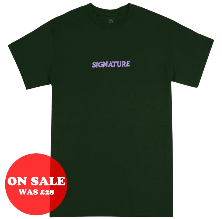Image of Classic Logo Embroidered T Shirt - Forest Green / Lilac