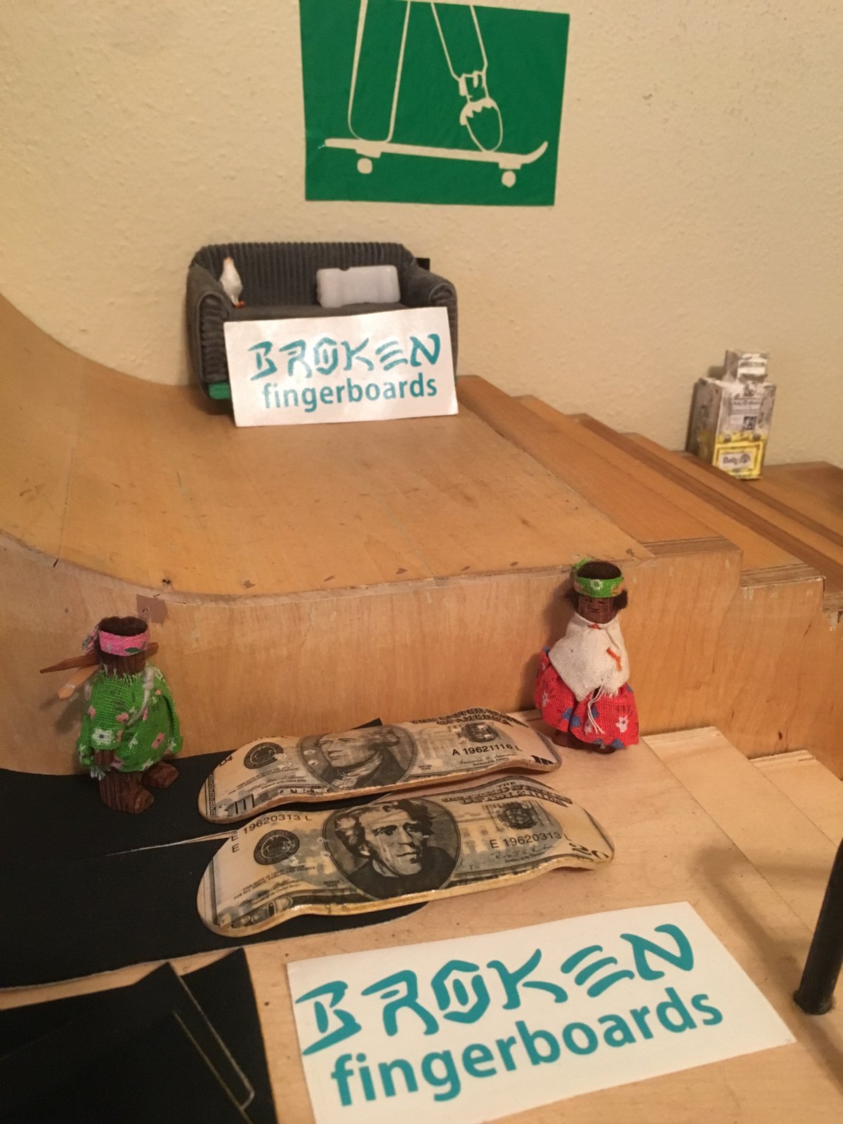 Image of Fingerboard Deck; Money Graphic