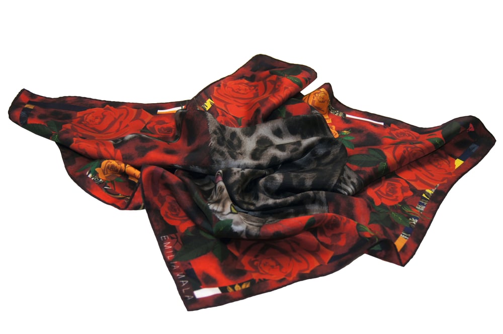 Image of Bengal Rose Silk Scarf / Red