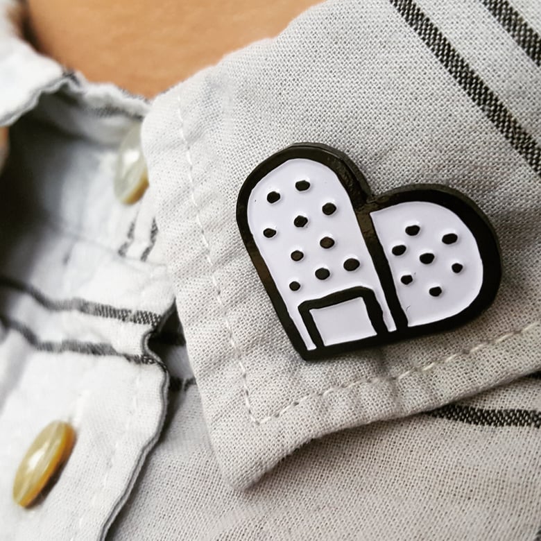 Image of Heart Bandaid Enamel Pin - Shipping in MAY 2024!!