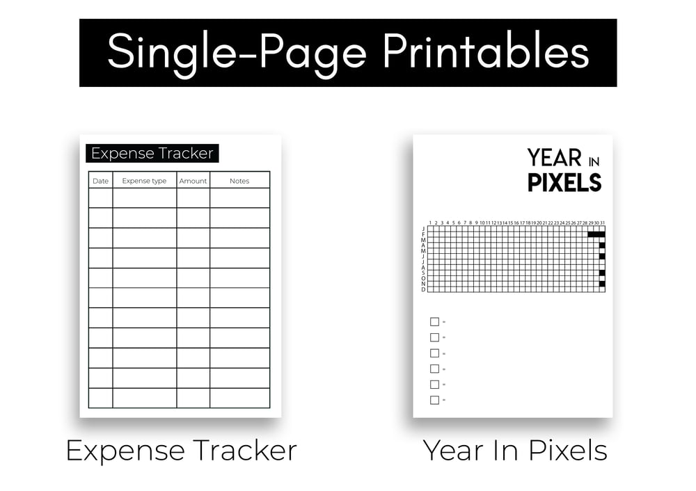 Image of Single-Page Printables | Year In Pixels, Expense Tracker