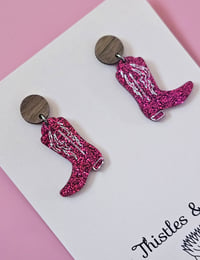 Image 4 of Western Boot Glitter Dangles 