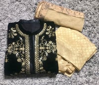 Image 1 of Black and gold premium velvet 3 pcs 