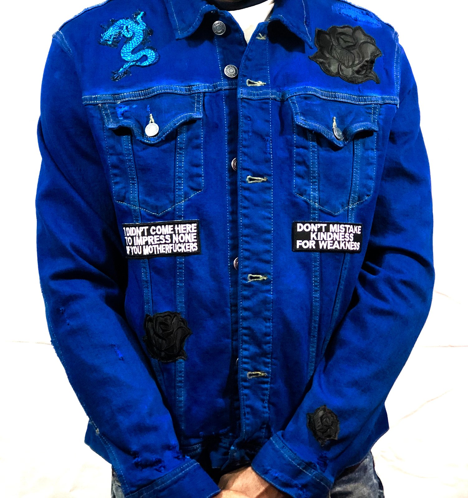 Royal Blue Denim jacket | KJ DESIGNS