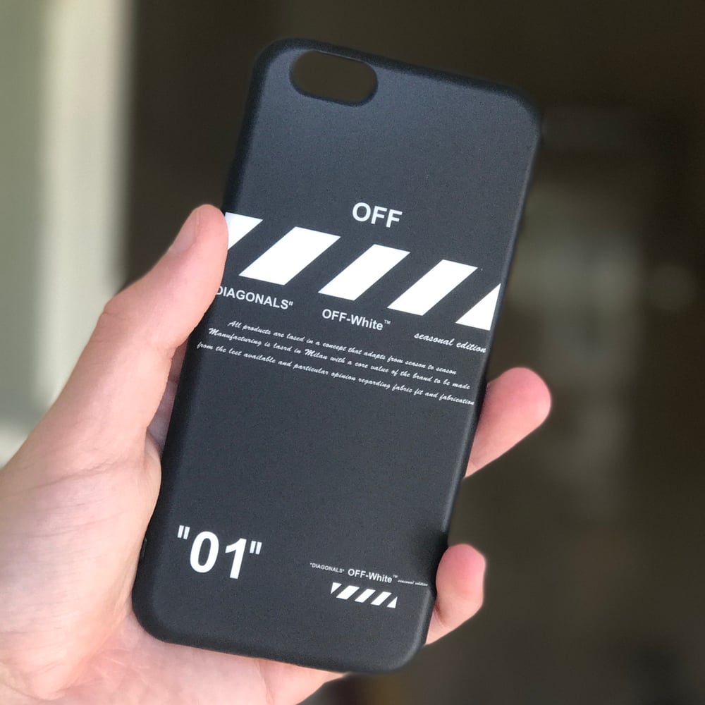 Image of OFF WHITE DIAGONALS IN BLACK IPHONE CASE