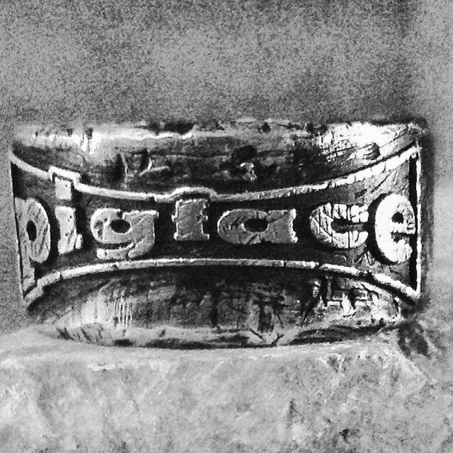 Image of Pigface Sterling Silver Logo Ring by Boneyard Skull Rings