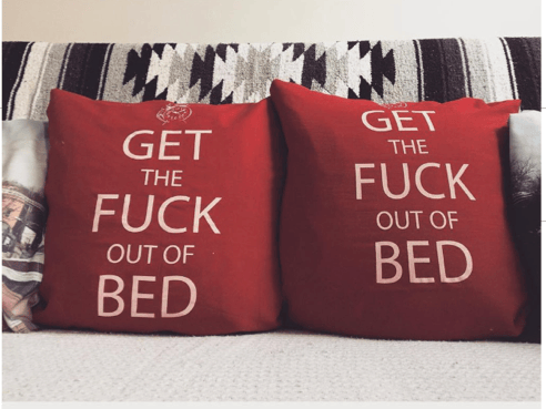 Image of get the fuck out of bed pillowcase pair