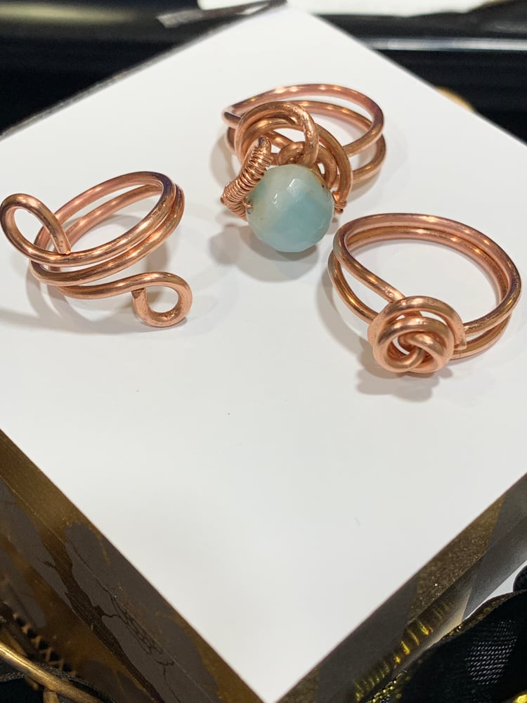 Image of Amazonite Copper Trio rings