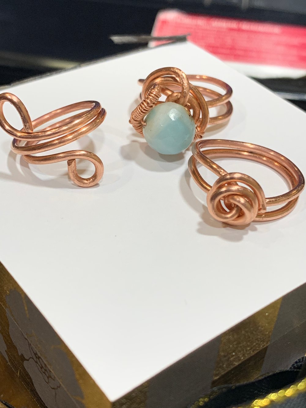 Image of Amazonite Copper Trio rings