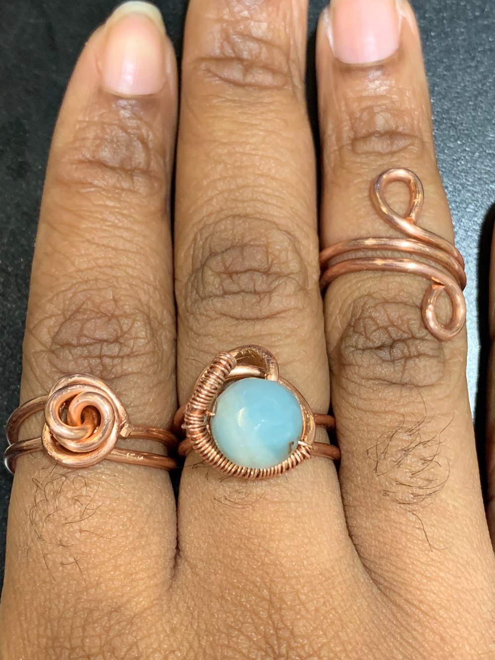 Image of Amazonite Copper Trio rings