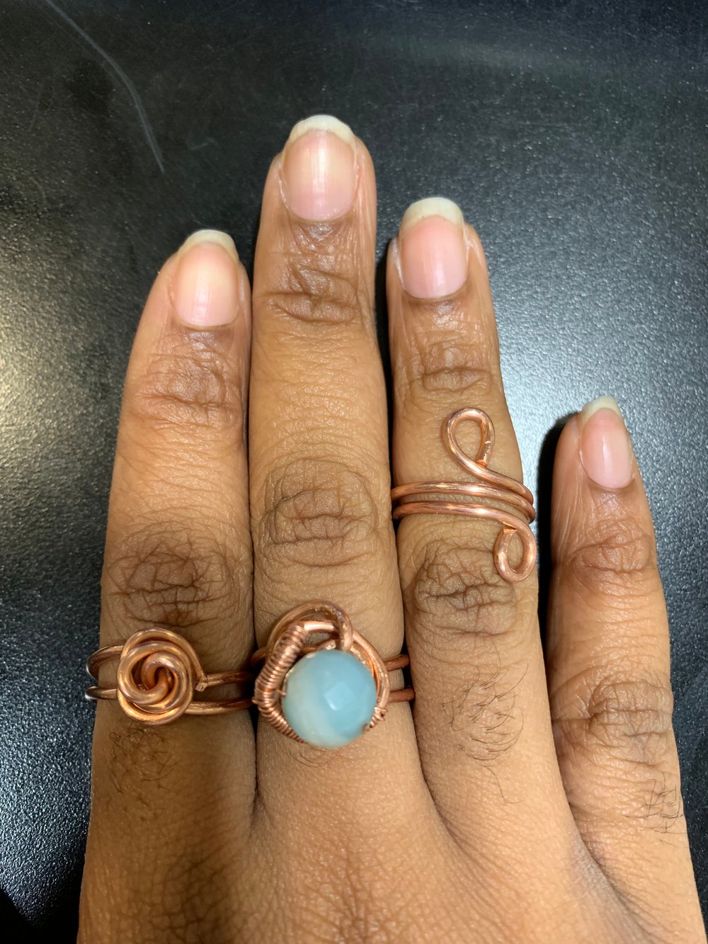 Image of Amazonite Copper Trio rings