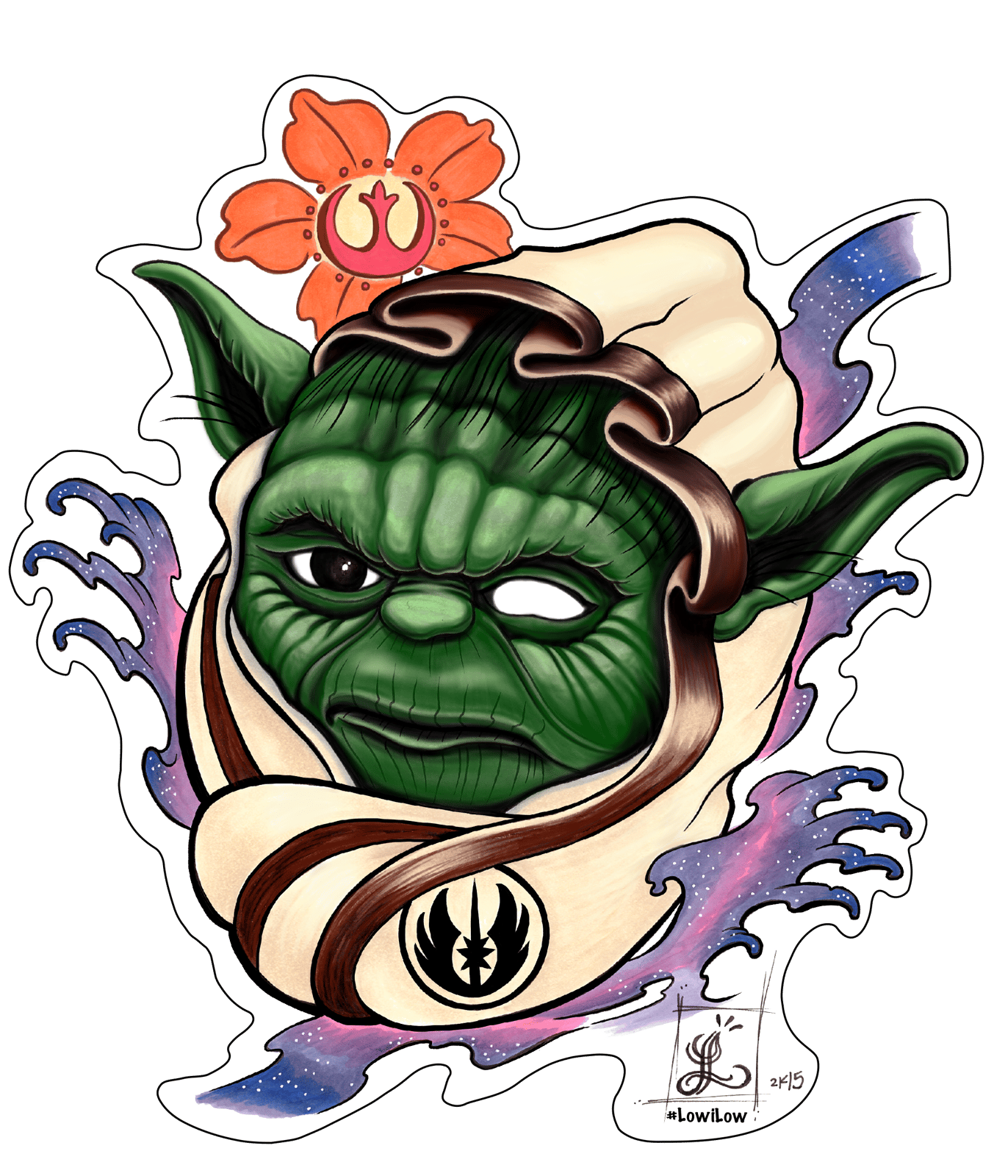 How to Draw a Traditional Tattoo Flash Art Design BABY YODA - The