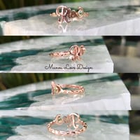 Image 2 of 14k solid gold Custom order name with maile leaf ring
