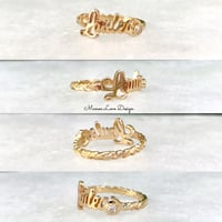 Image 1 of 14k solid gold Custom order name with maile leaf ring