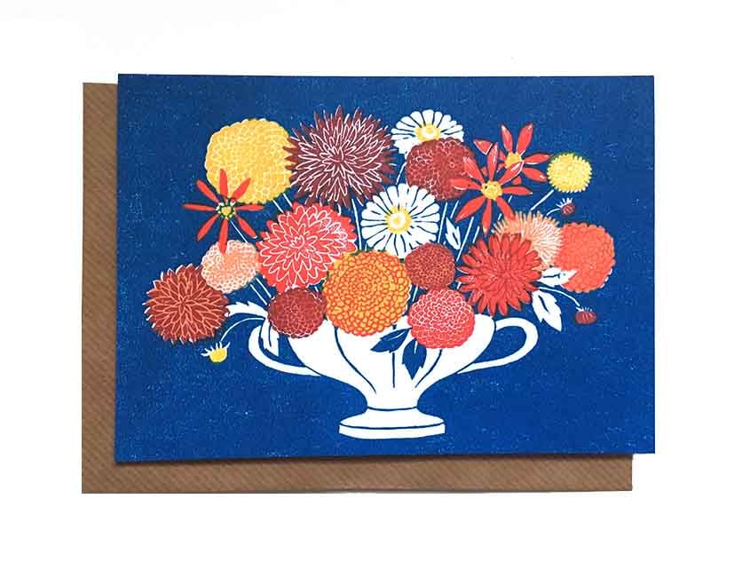 Image of Dahlias - Greetings Card