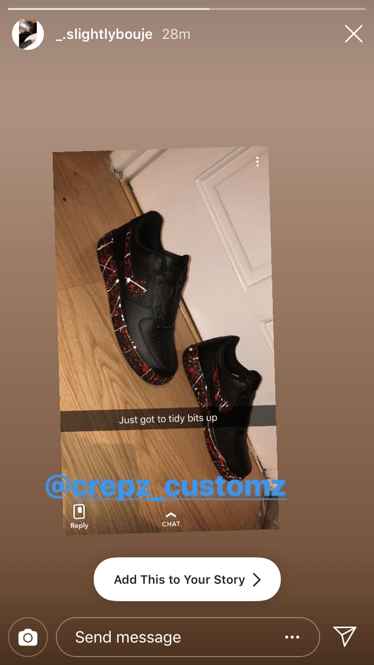 Image of Red and white splatter on black af1