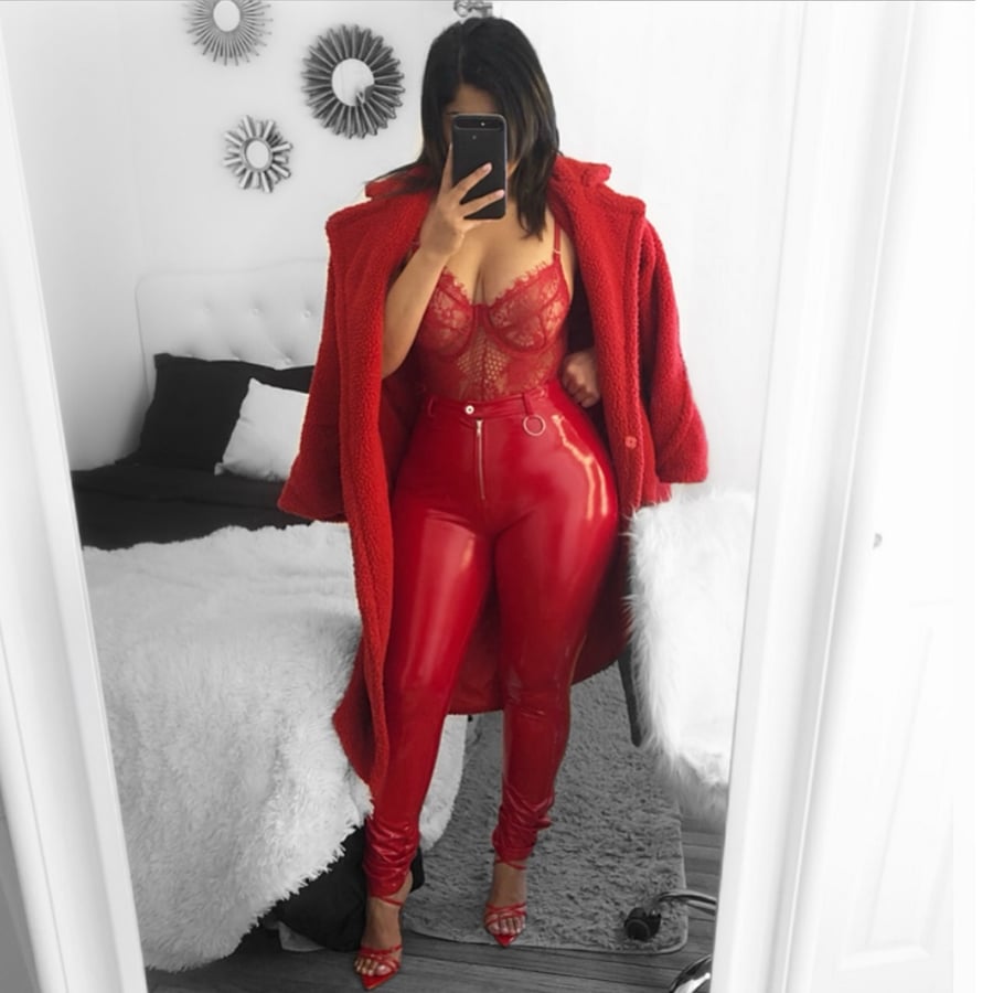 Image of Loraine red lace body suit 