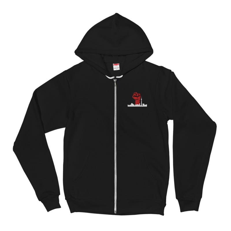 Image of No Shelter Embroided Fist Zip Hoodie