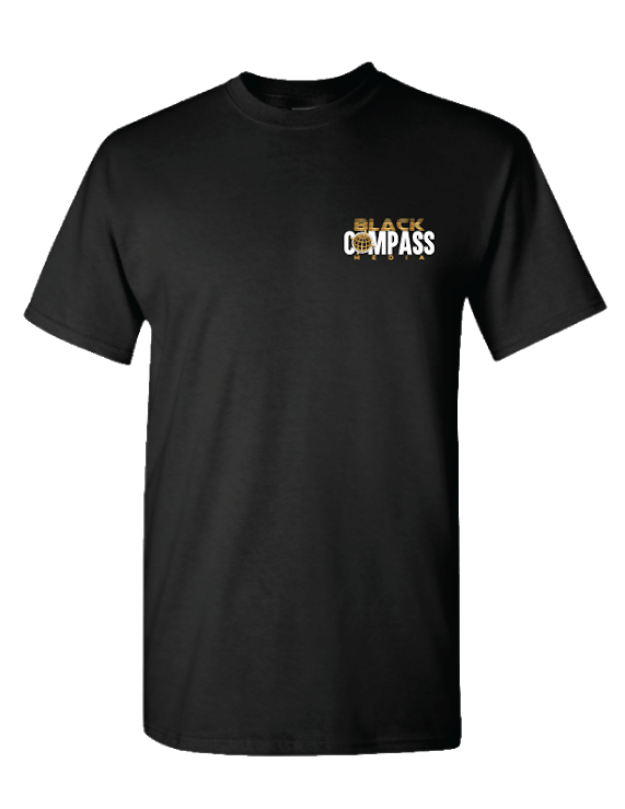 Image of (Limited) Black Compass Media 1 Year Anniversary T-shirt (Black/Gold)