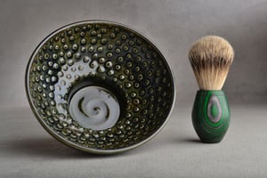 Image of Dark Green and Brown Dottie Shaving Bowl