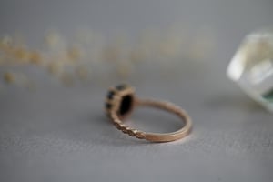 Image of *NEW* Rose Gold Black Rose-cut diamond, with Laurel Leaf band (IOW97)