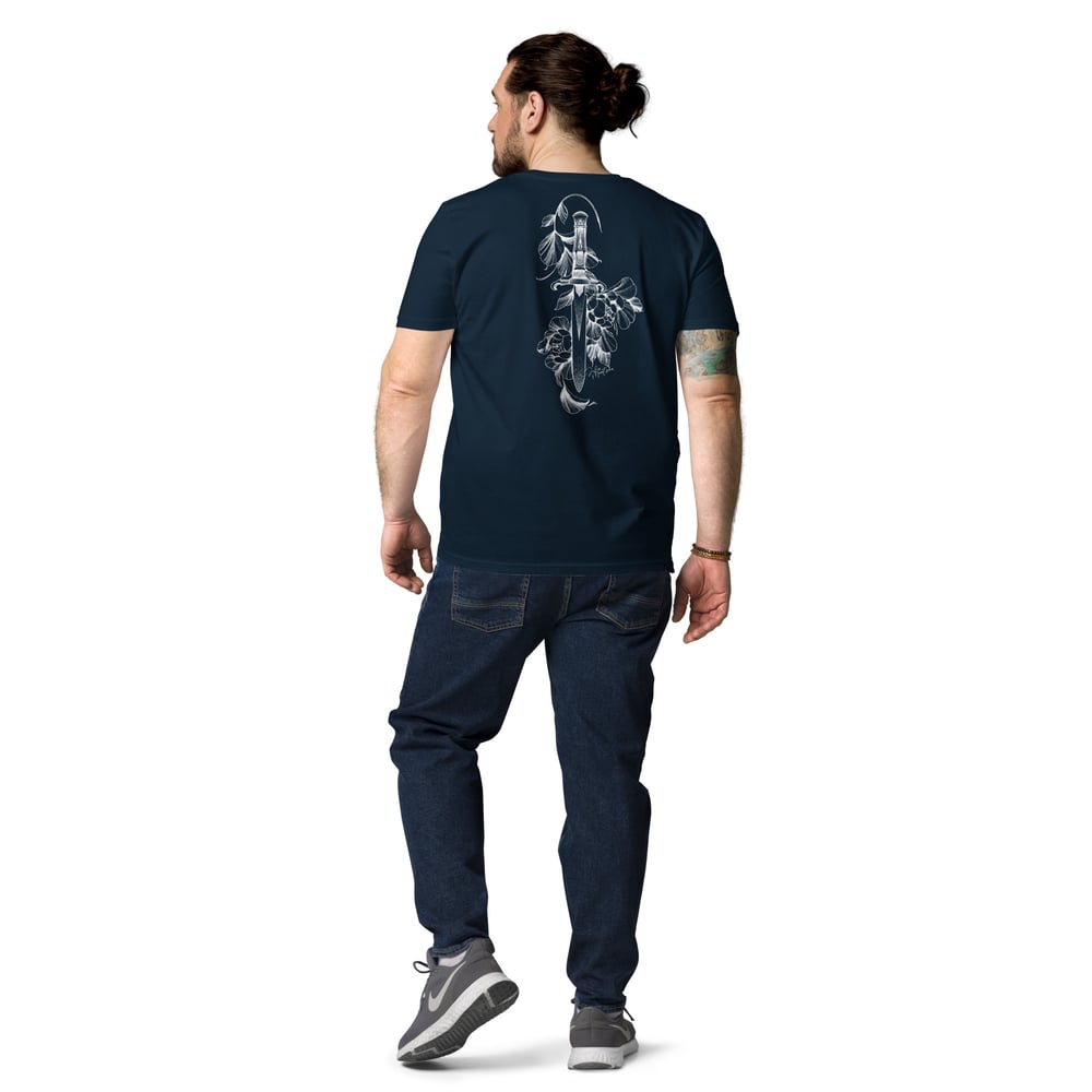 Image of Back Floral Dagger - Unisex organic cotton t-shirt