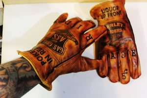 Image of Harley Riders/Gas or Grass Waxed leather gloves 