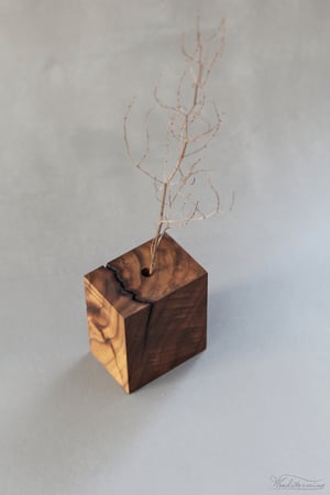 Image of Wabi-sabi wooden vase with large natural crack