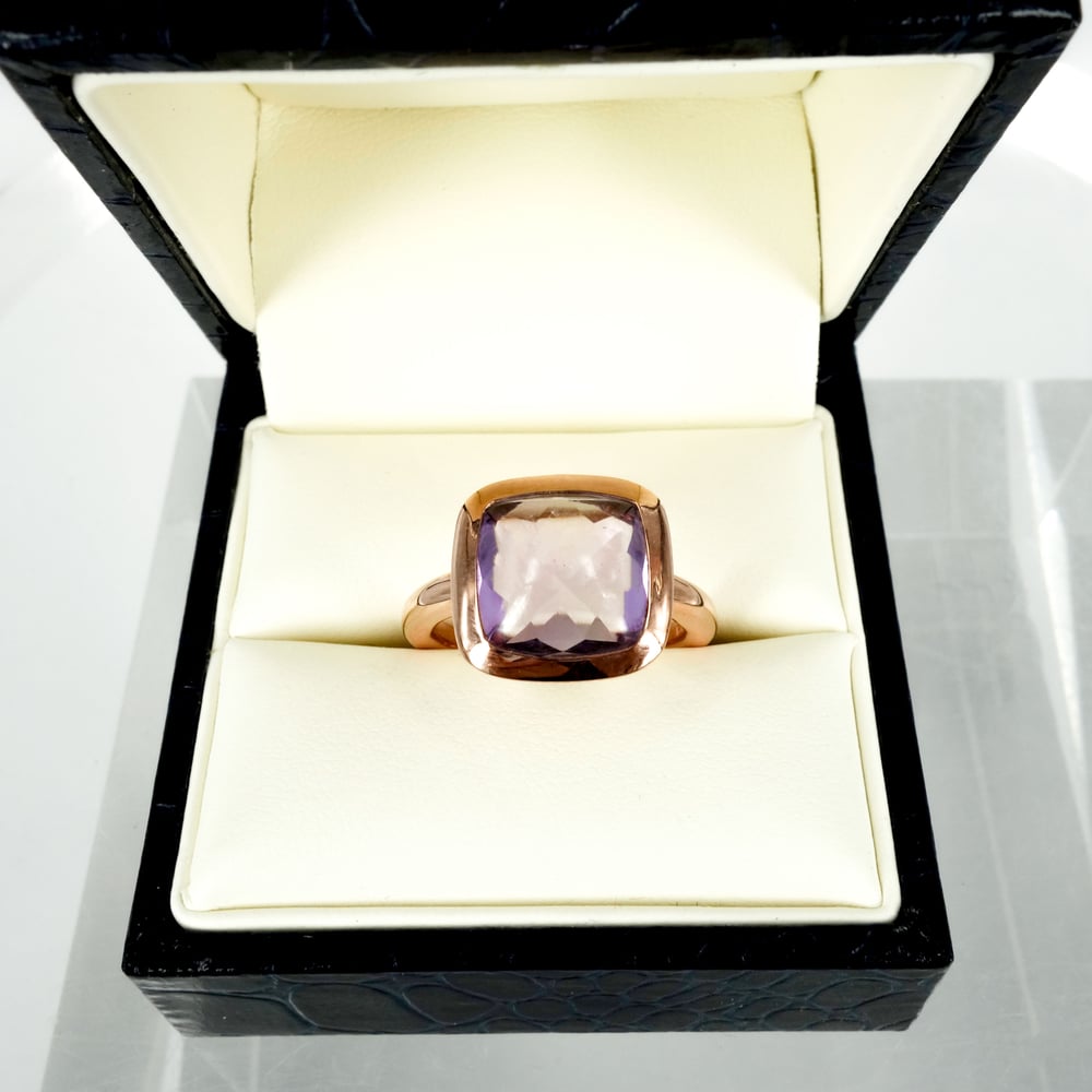Image of Sterling silver rose gold plate amethyst dress ring 