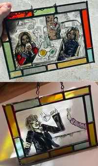 Image 5 of Stained glass painted real housewives scene panel