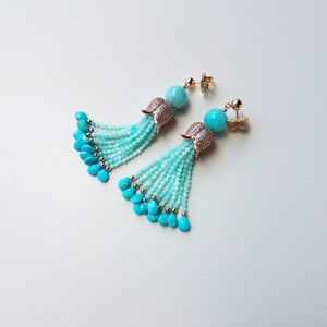 Amazonite & Turquoise Tassel Earrings 