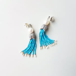 Pearl & Turquoise Tassel Earrings 