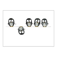 Image 2 of Australian Art Print - Penguins on a wire