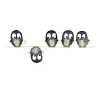 Image 1 of Australian Art Print - Penguins on a wire