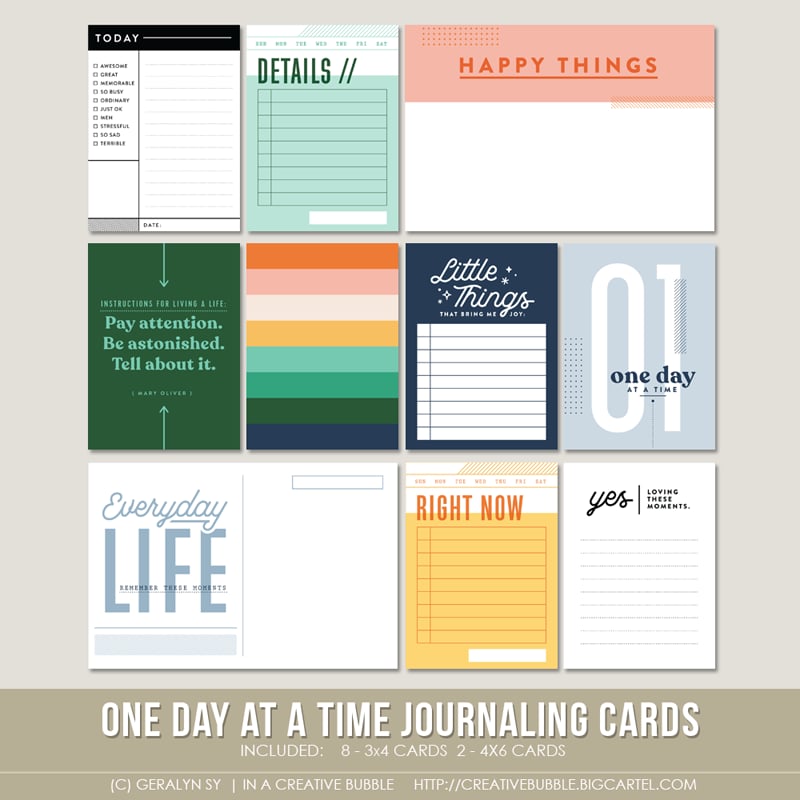 One Day at a Time Journaling Cards (Digital) | In a Creative Bubble