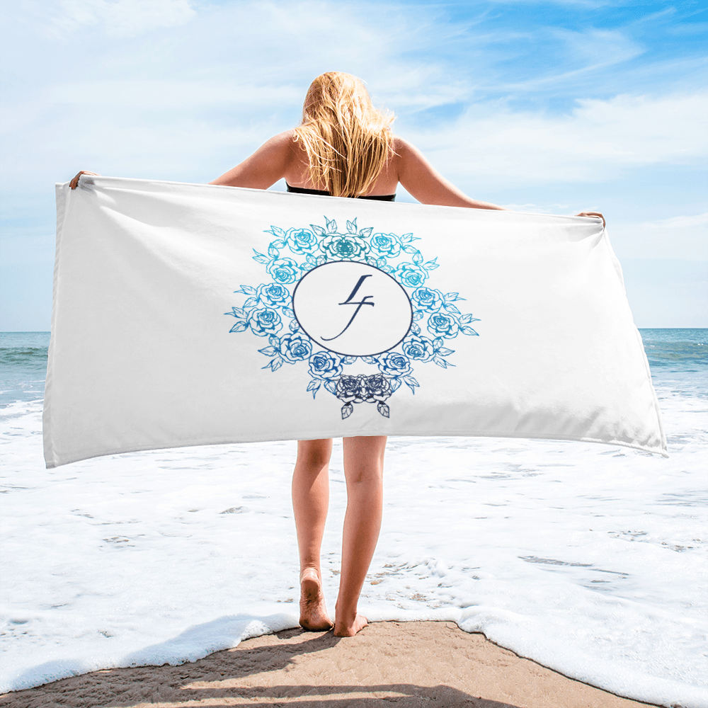 Image of Laminar Flow - "Turquoise Roses" - Beach Towel