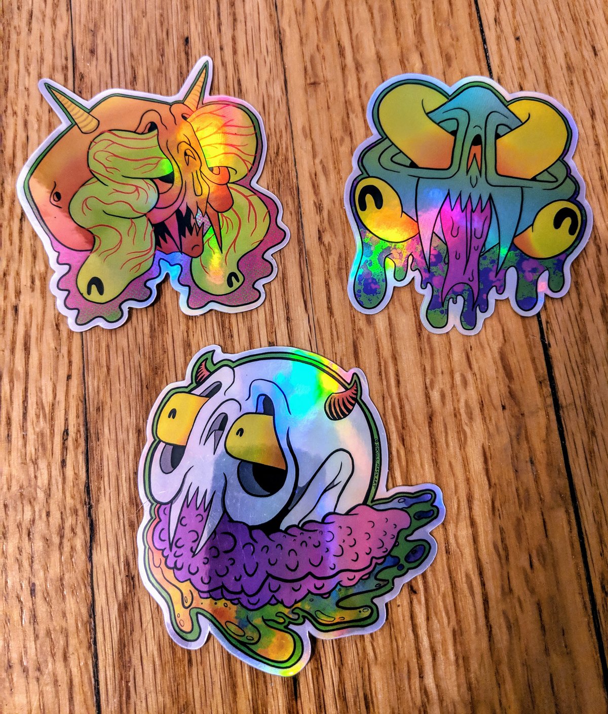 Image of 3 Pack Holographic Skull Stickers