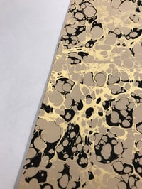 Image 2 of Marbled paper #91  - 'Metallic Gold & black vein' on Fawn