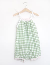 Image 3 of 50s Playsuit - pink or green check