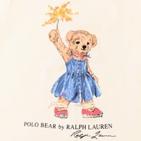 Image 4 of Girls Ralph Lauren White Tee with Polo Bear in Blue Dress
