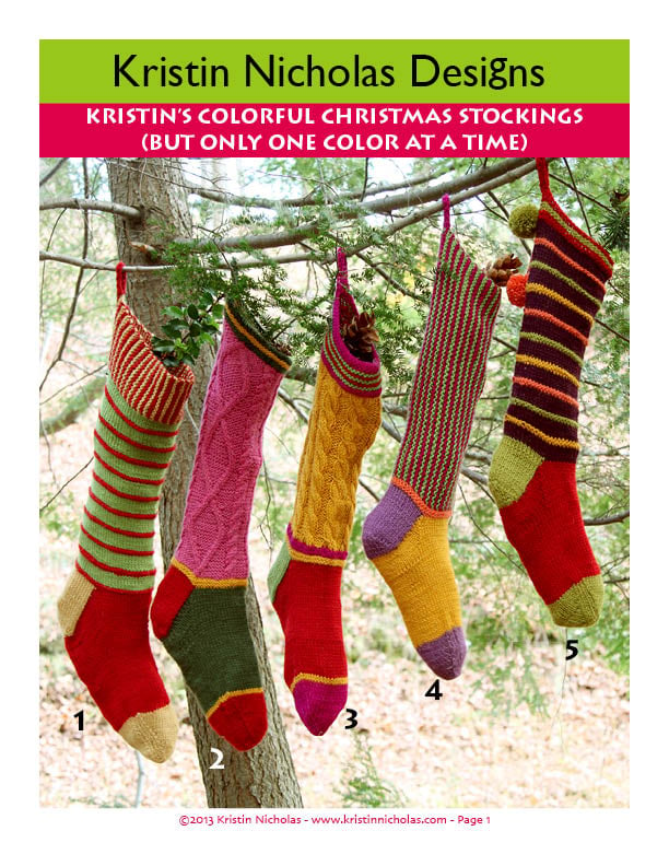 Image of Knit PDF - Kristin's Colorful Christmas Stocking Pattern Download