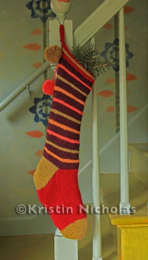 Image of Knit PDF - Kristin's Colorful Christmas Stocking Pattern Download