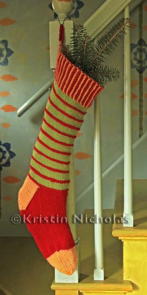 Image of Knit PDF - Kristin's Colorful Christmas Stocking Pattern Download