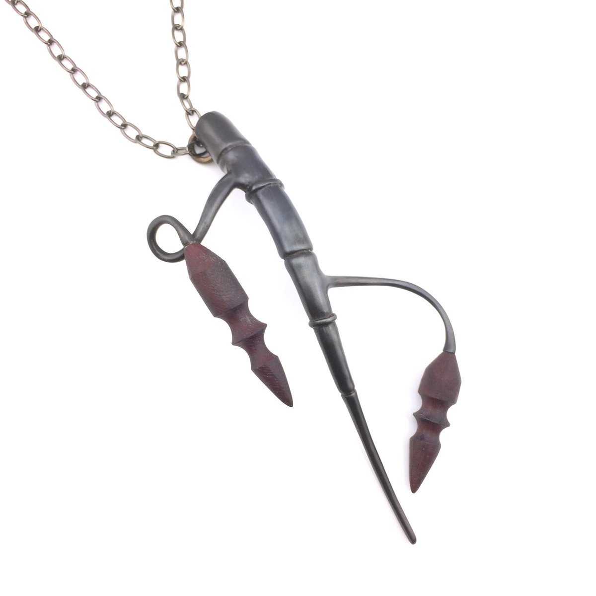 Image of Black Branch Tendril Pendant with wood 03