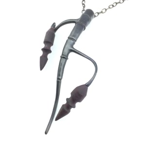 Image of Black Branch Tendril Pendant with wood 03